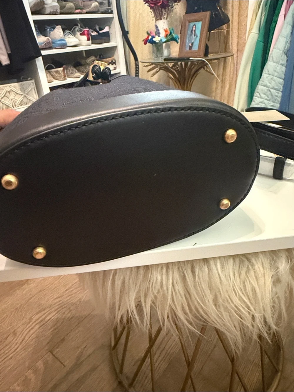 Tory Burch Black T Monogram Bucket Tote